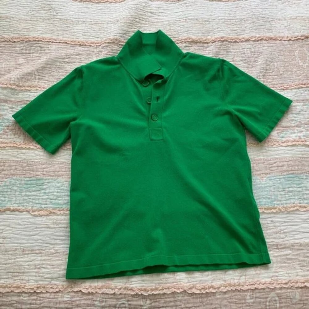 Bottega Veneta Uniform Green Polo Shirt Size XS 83% Viscose 17% Polyester RARE!